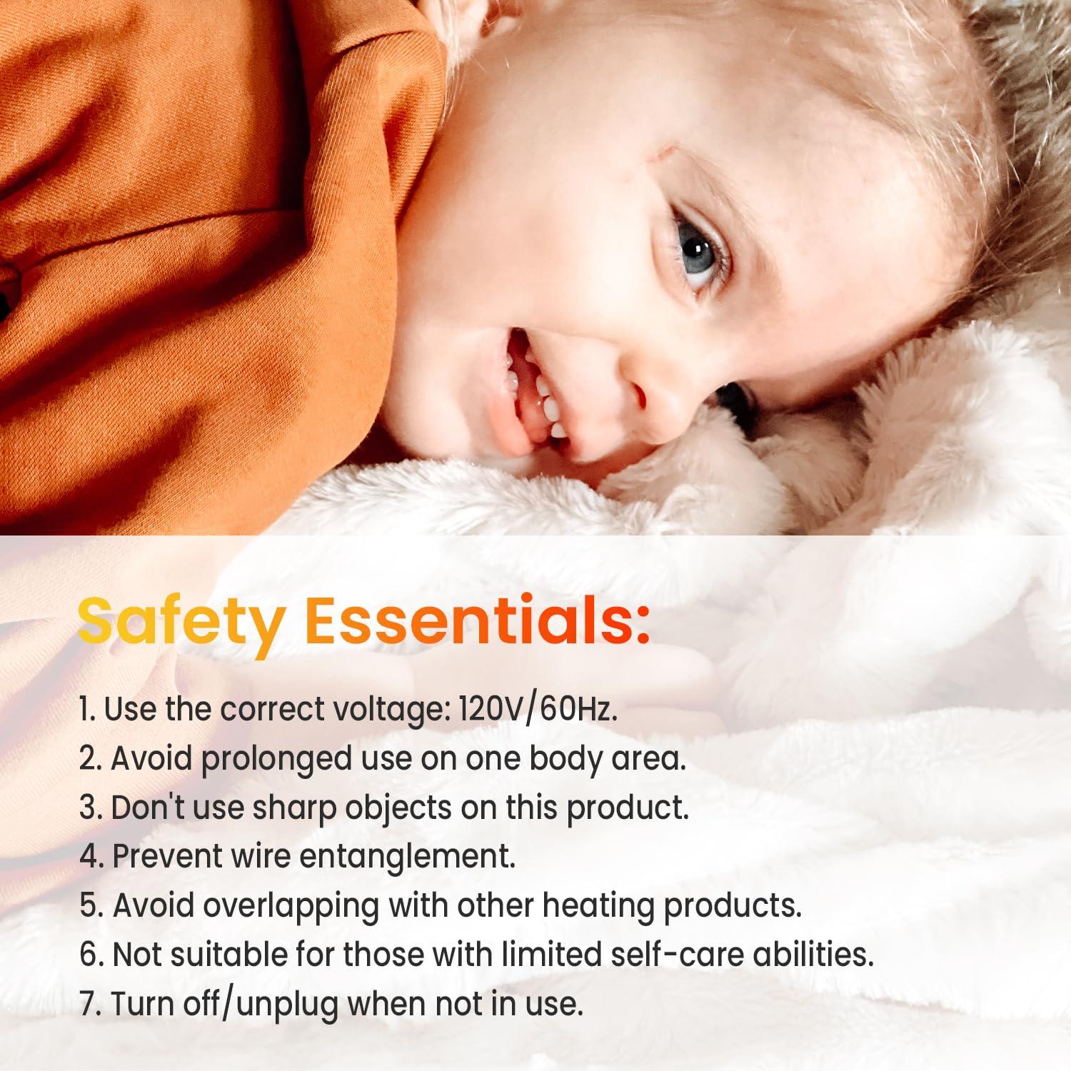 WOOMER Electric Heated Throw Blanket, Soft Faux Fur Fast Heating Blanket, 4 Heating Levels & 4 Hours Auto Off (50"x 60"), Machine Washable, Over-Heat Protection, ETL Certification