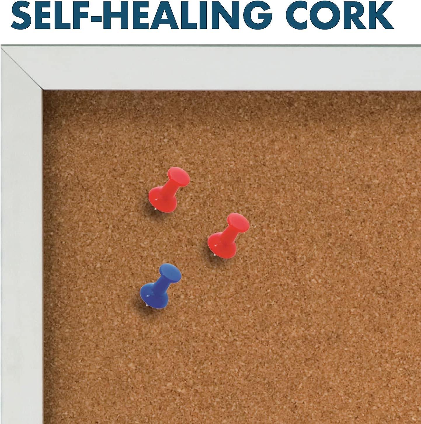 Quartet Enclosed Cork Bulletin Board for Indoor Use, 6' x 4', 3 Door, Aluminum Frame