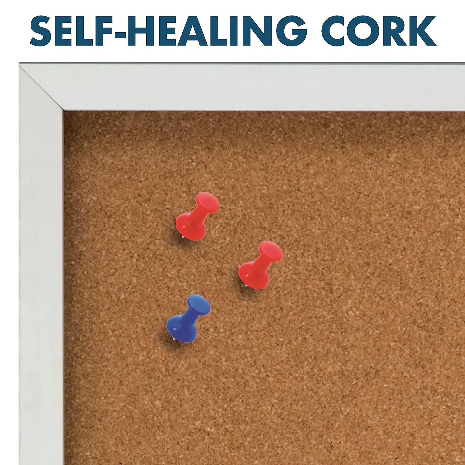 Quartet Enclosed Cork Bulletin Board for Indoor Use, 6' x 4', 3 Door, Aluminum Frame