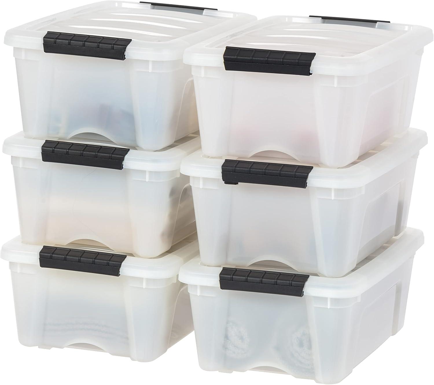 12.75qt Plastic Storage Bins with Lids and Secure Latching Buckles - 6 Pack