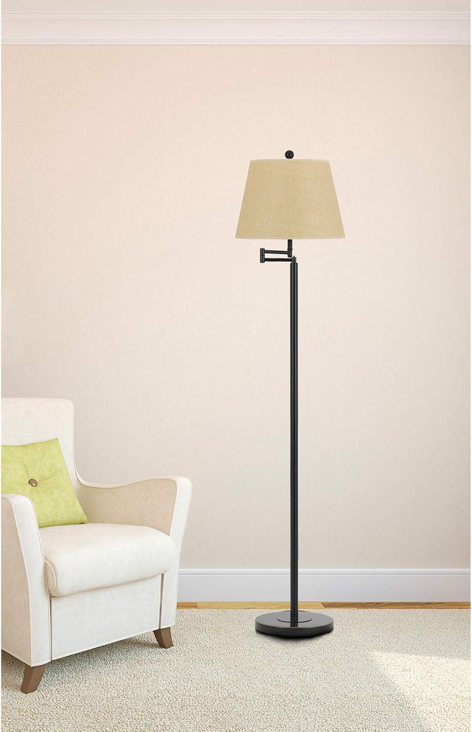 Cal Lighting Andros Brushed Steel Finish Swing Arm Floor Lamp