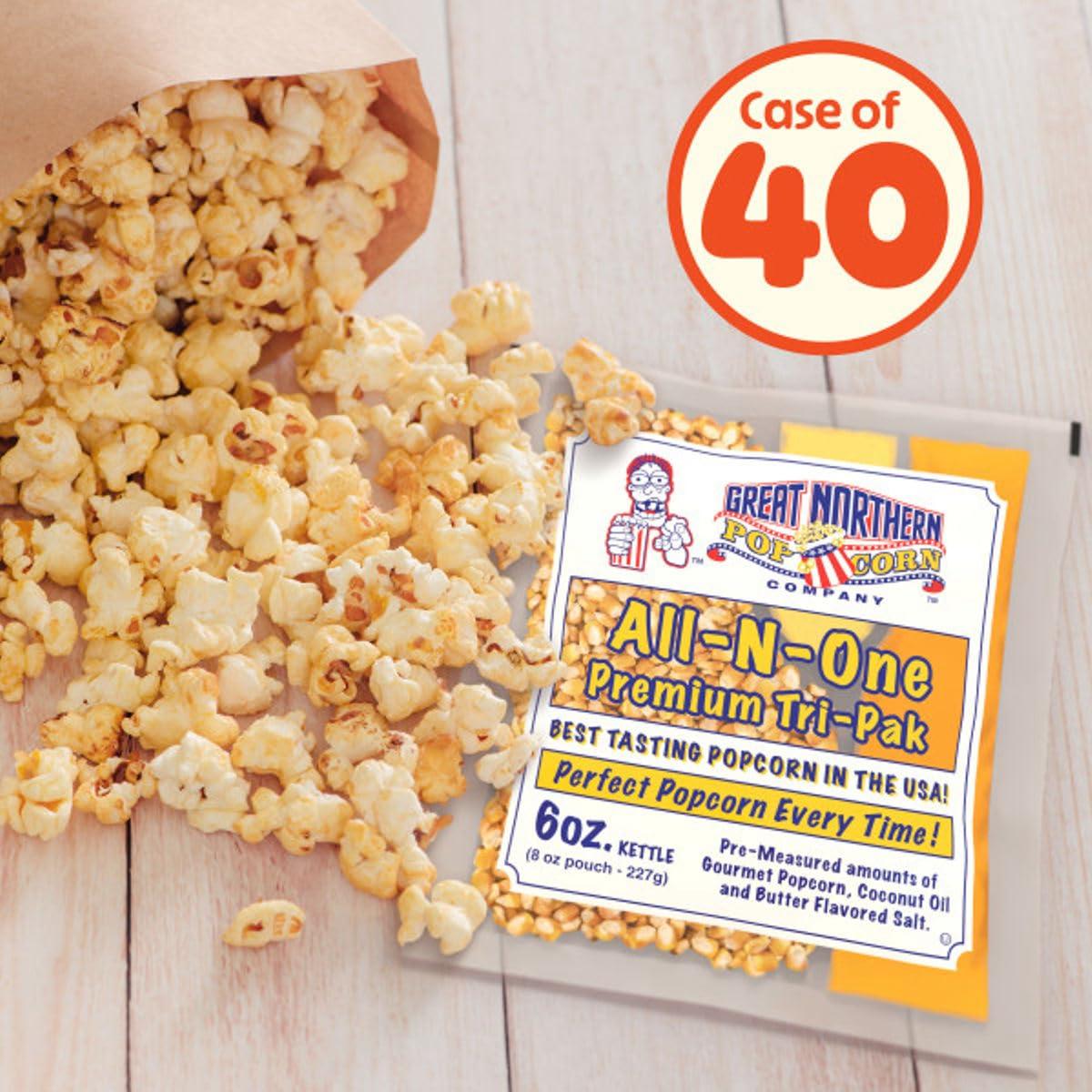 6 oz Popcorn Packs Pre-Measured, Movie Theater Style Packets for Popcorn Machines by Great Northern Popcorn (40 Case)
