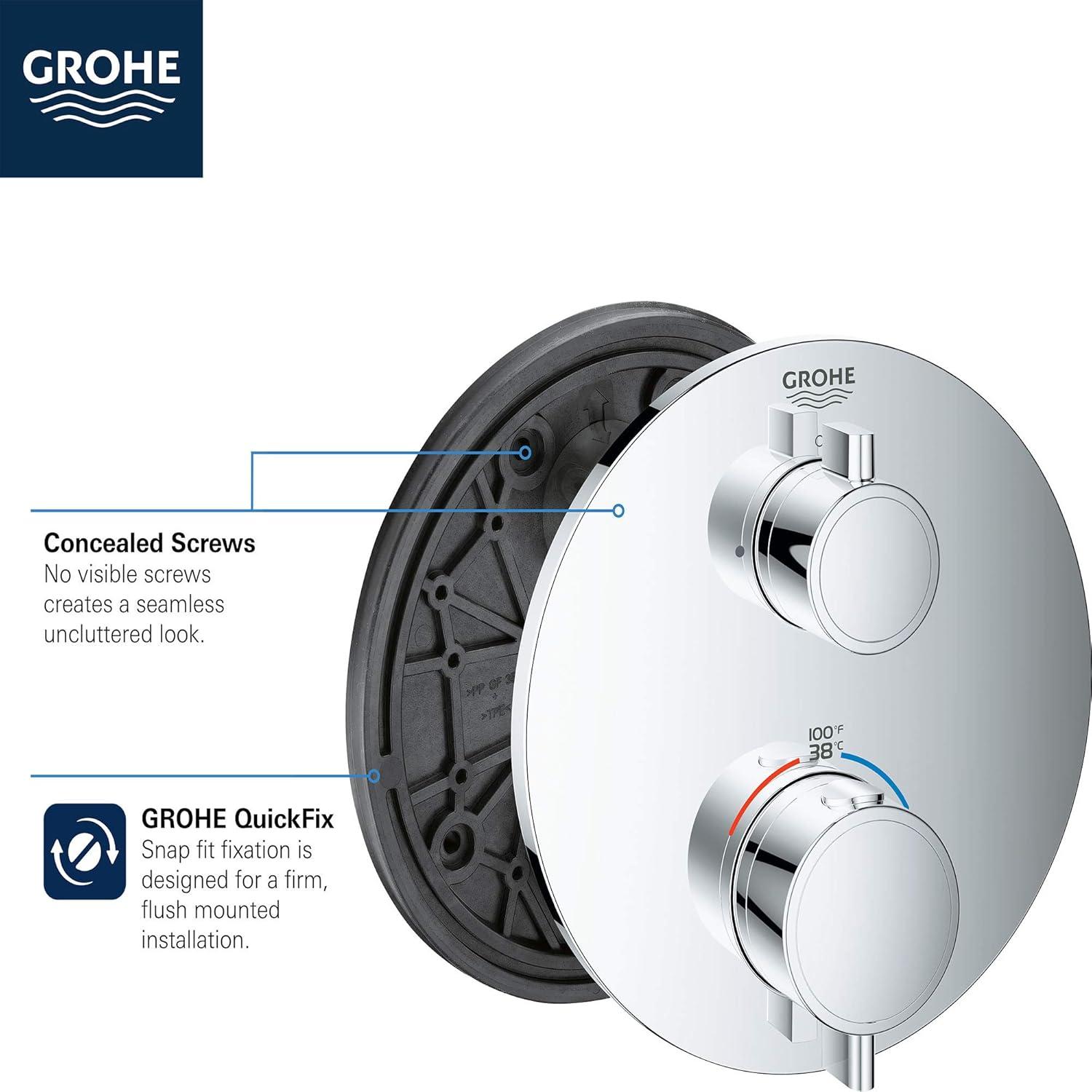 GROHE Grohtherm 2-Handle Shower Thermostatic Valve Trim Kit