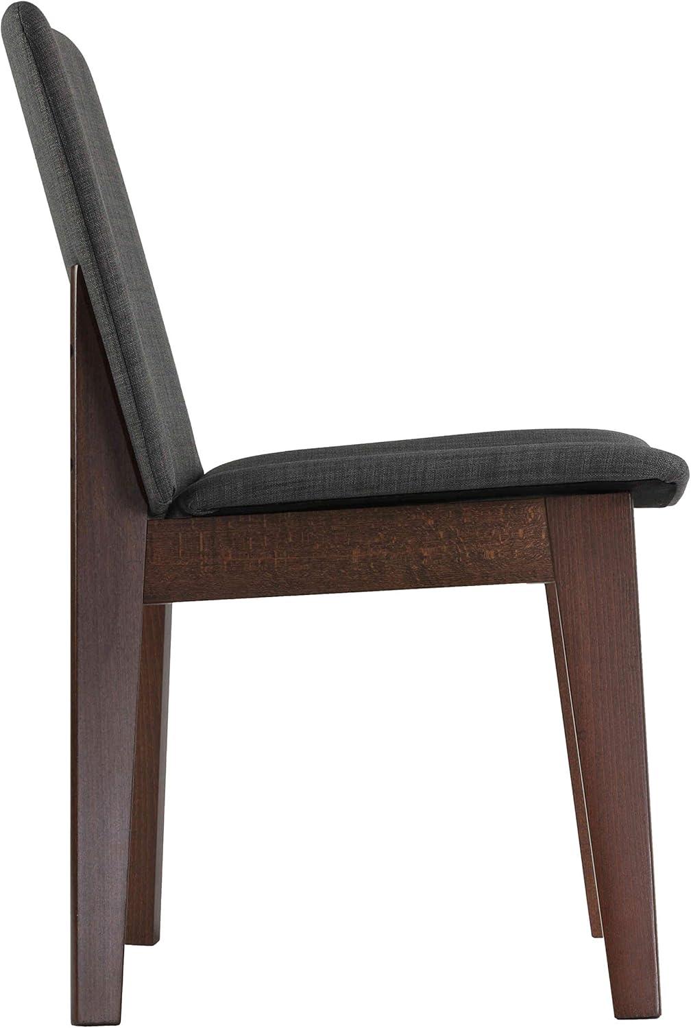 Cortesi Home Bjorn Dining Chair in Charcoal Fabric, Walnut Finish (Set of 2)