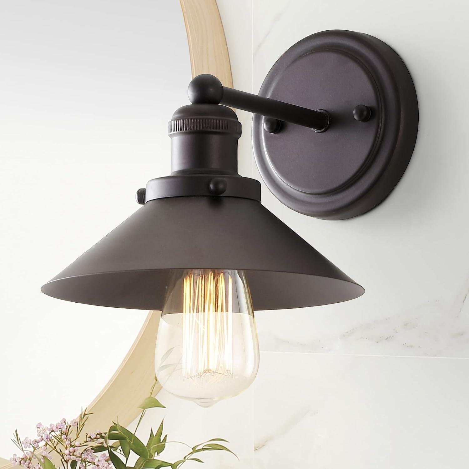 JONATHAN Y July 17.5" 2-Light Industrial Farmhouse Metal Vanity Light, Oil Rubbed Bronze