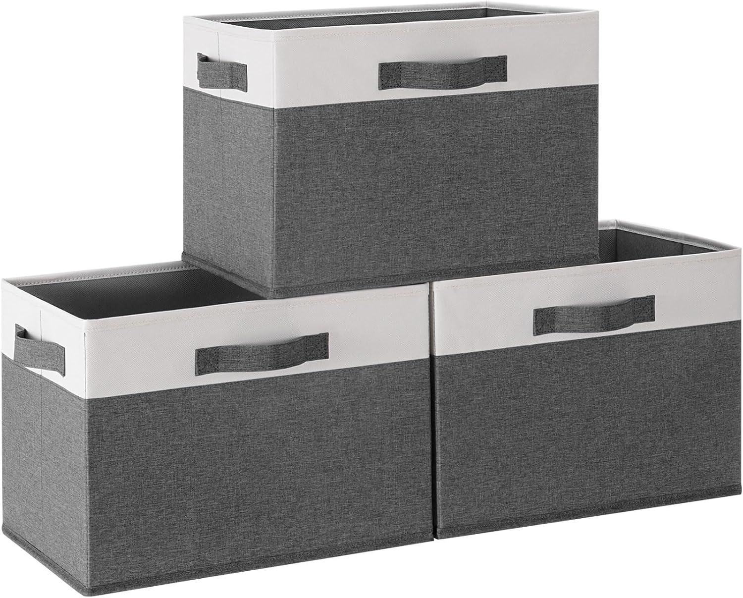 Youfenhome Small Fabric Storage Bins [6-Pack], Closet Storage Bins for Shelves, Cloth Baskets for Organizing, DVD Storage (Gray/Black, 11.8" x 7.87" x 5.11")