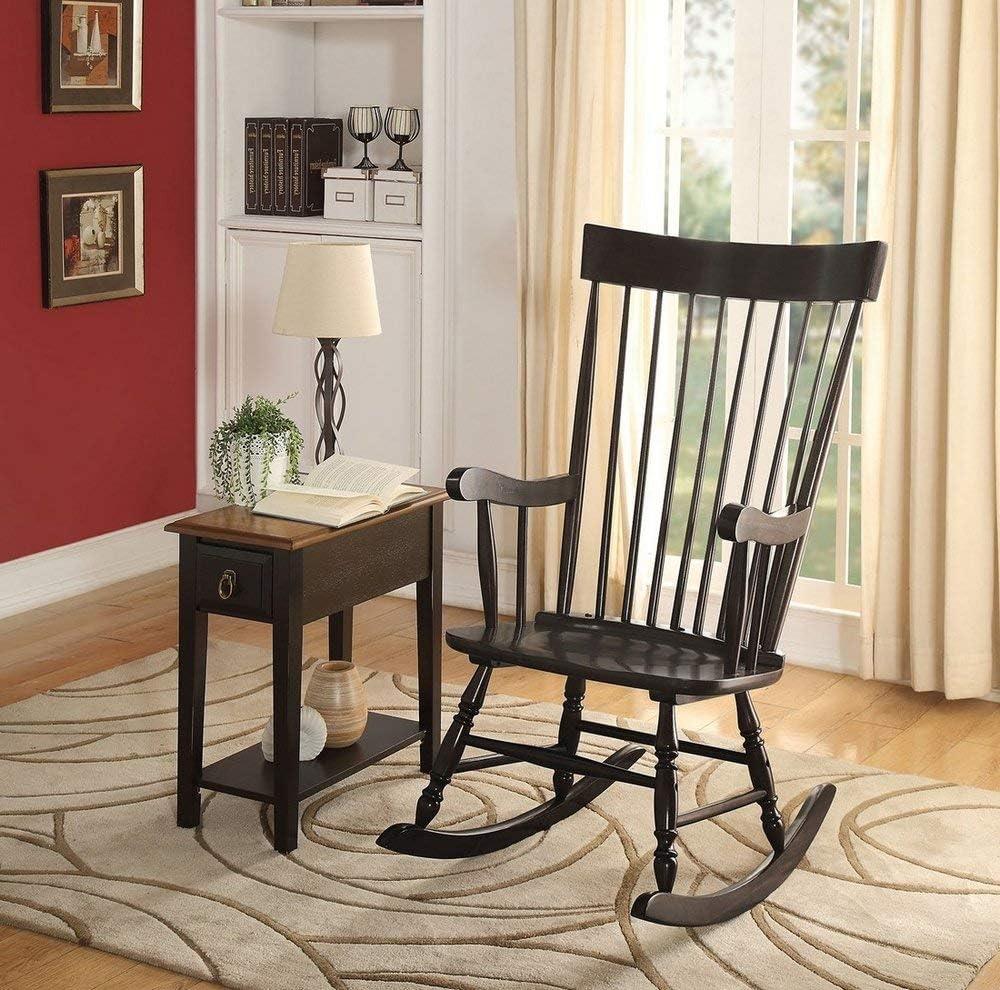 Arlo 45" Black Wooden Rocking Chair with Arms