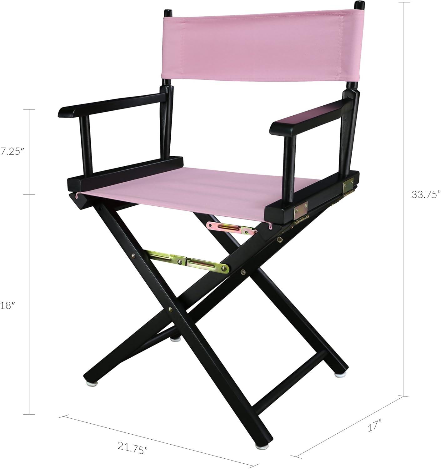 Classic Foldable Director's Chair in Black and Pink, Solid Wood