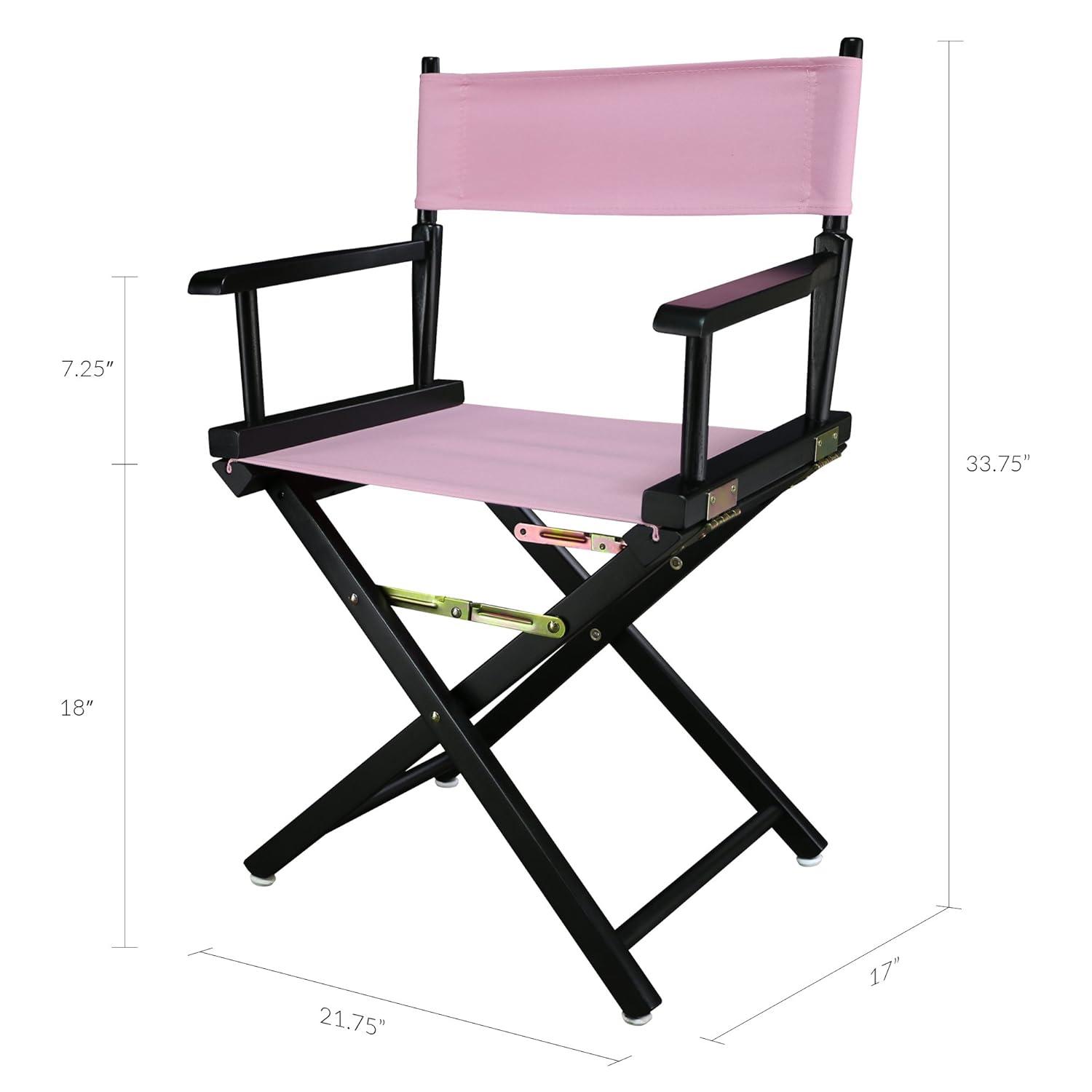 "18" Director's Chair Black Frame-Pink Canvas"