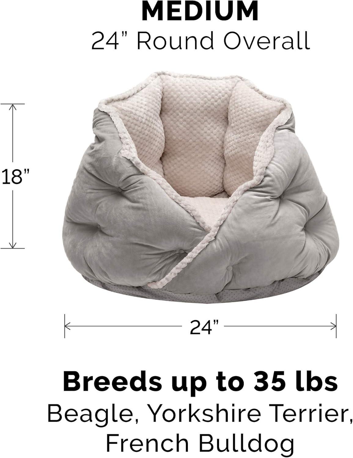 FurHaven Calming Wrap-Around Hug Small Dog and Cat Bed - Medium, Silver Gray