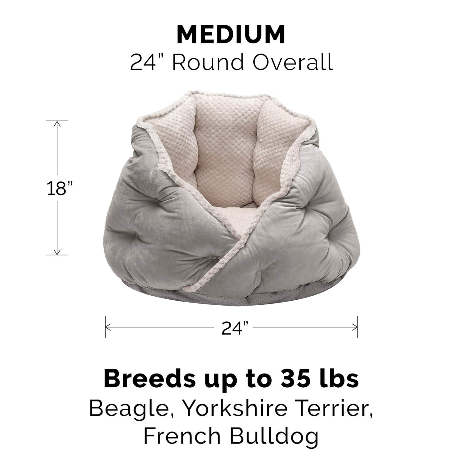 FurHaven Calming Wrap-Around Hug Small Dog and Cat Bed - Medium, Silver Gray