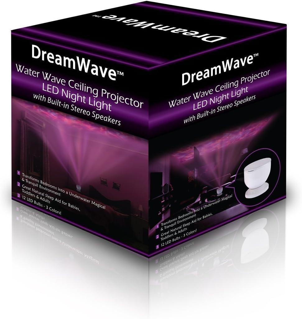 Gideon DreamWave Soothing Ocean Wave Projector LED Night Light with Built-in Stereo Speakers / (12 LED Bulbs - 3 Colors) Water Wave LED Ceiling Pro