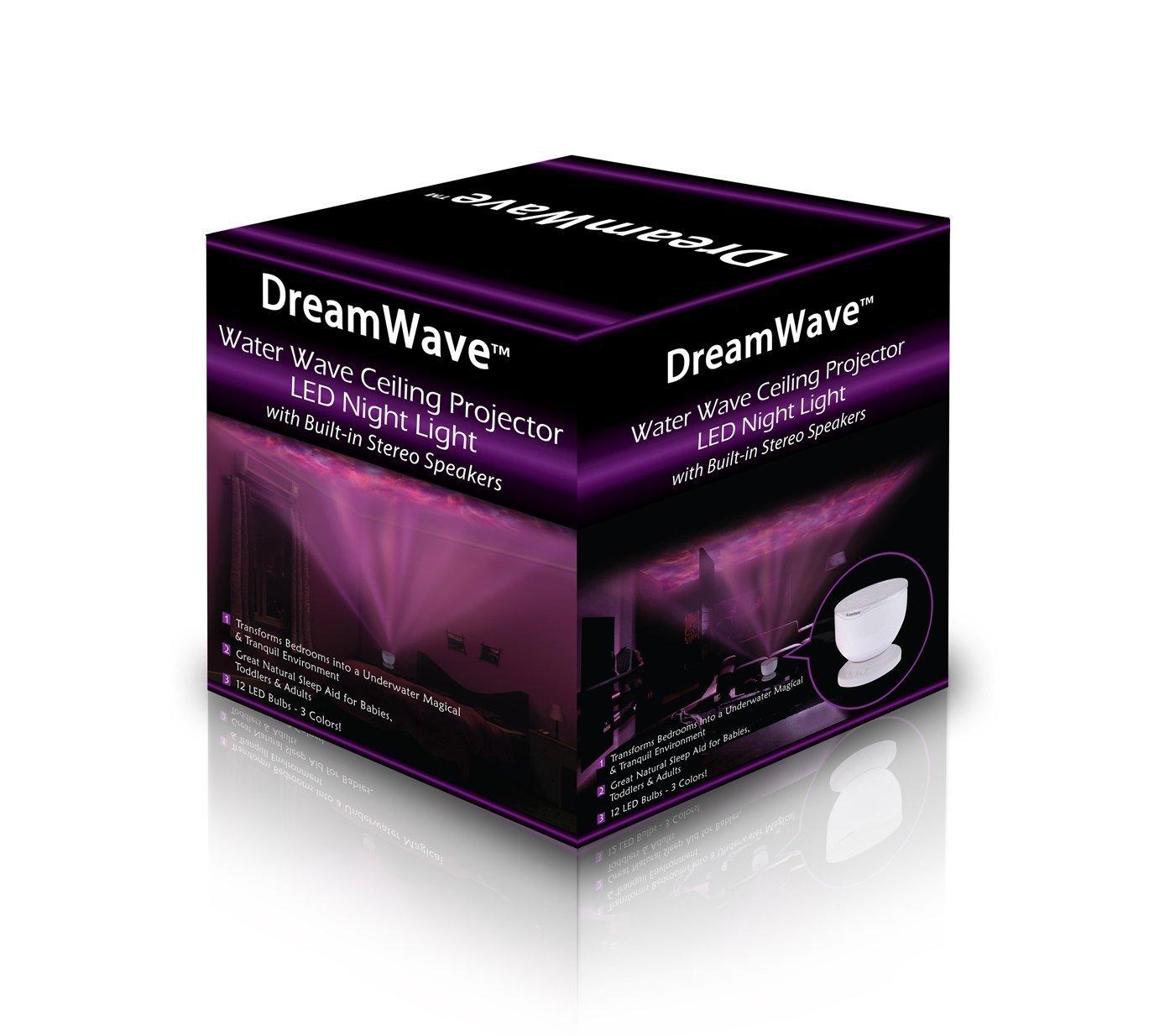 Gideon DreamWave Soothing Ocean Wave Projector LED Night Light with Built-in Stereo Speakers / (12 LED Bulbs - 3 Colors) Water Wave LED Ceiling Pro