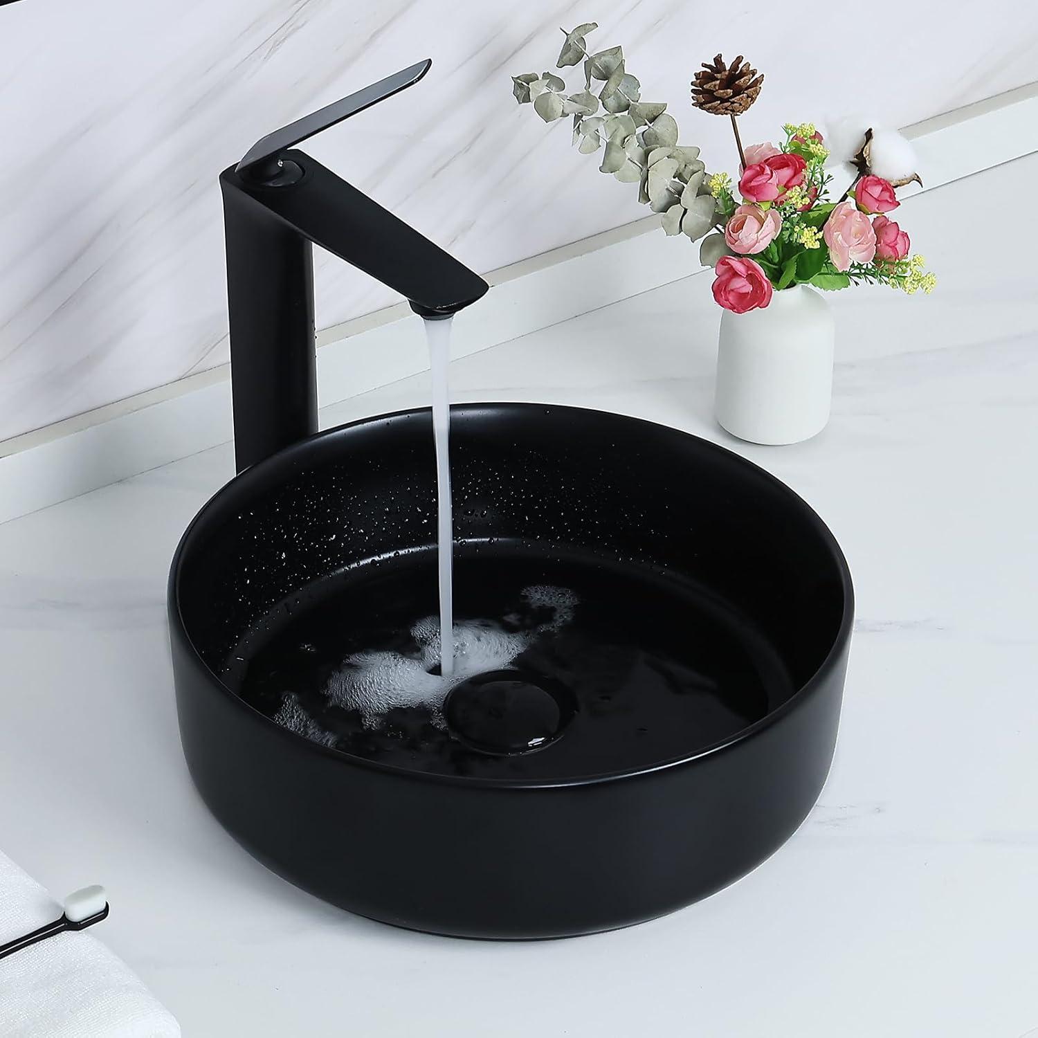 Beautifully crafted PINGCNG circular ceramic art vessel sink for bathroom - stylish and high-quality addition to modern homes and renovations.