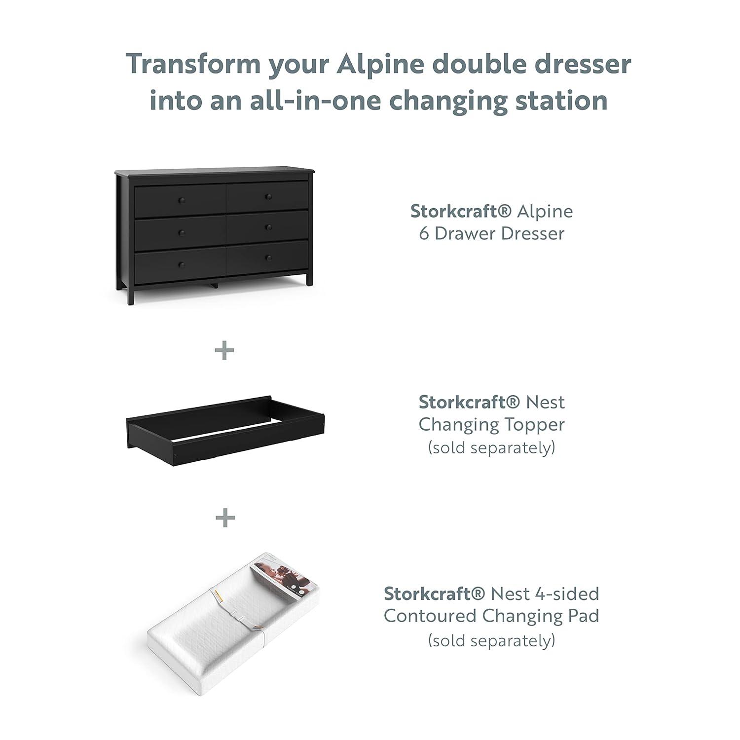 Alpine 6 Drawer Double Dresser