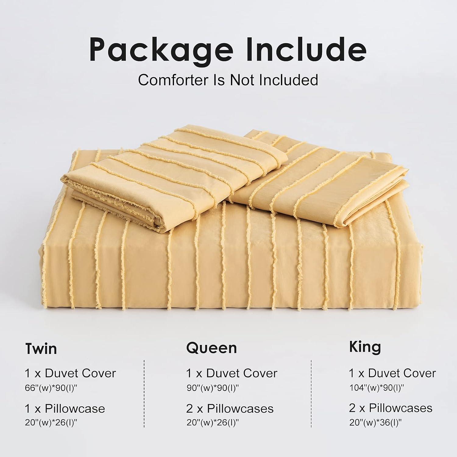 Yellow Boho Tufted Microfiber Queen Duvet Cover Set