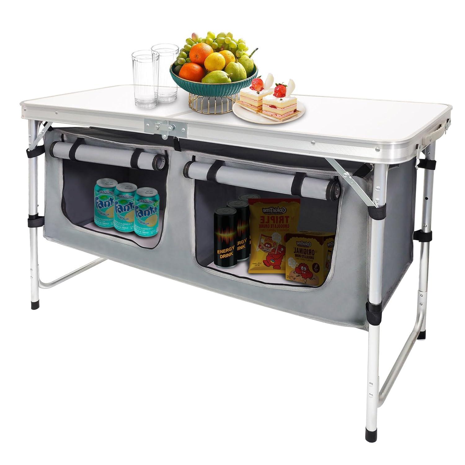 Camping Folding Table - Portable and Lightweight Table with Storage, Backyards, BBQ, Party and Picnic Foldable Table …