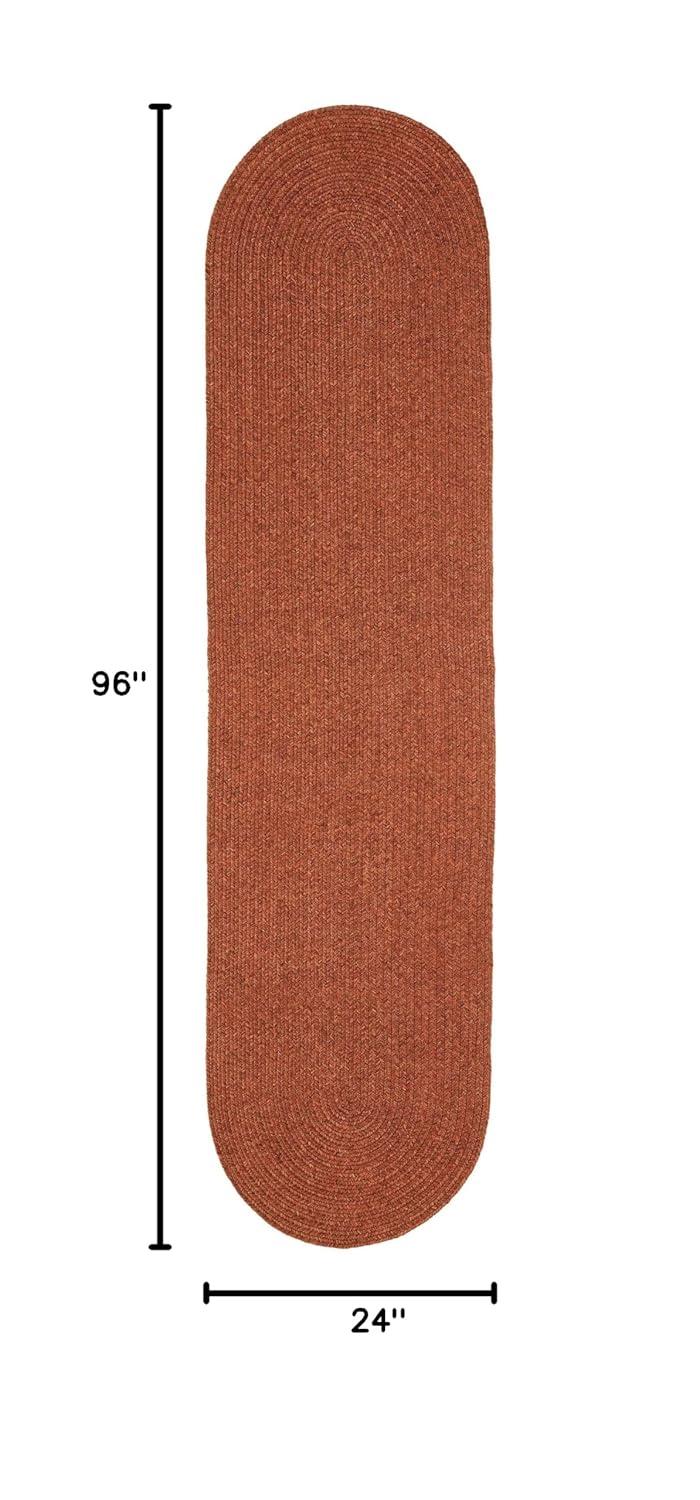Braided Brick 2 ft. x 8 ft. Solid Indoor/Outdoor Oval Area Rug