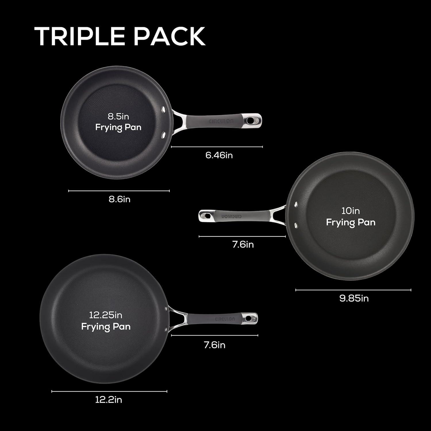 Circulon Radiance 8.5", 10" & 12.25" Open Frying Pans: Nonstick, Oven-Safe to 400°F, Dishwasher-Safe, Hard Anodized Aluminum