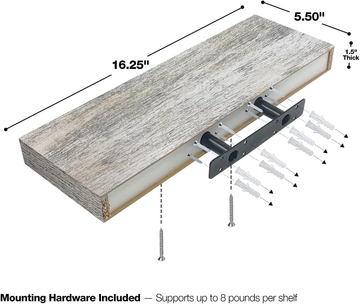 Sorbus Rustic Wood Hanging Rectangle Wall Shelves