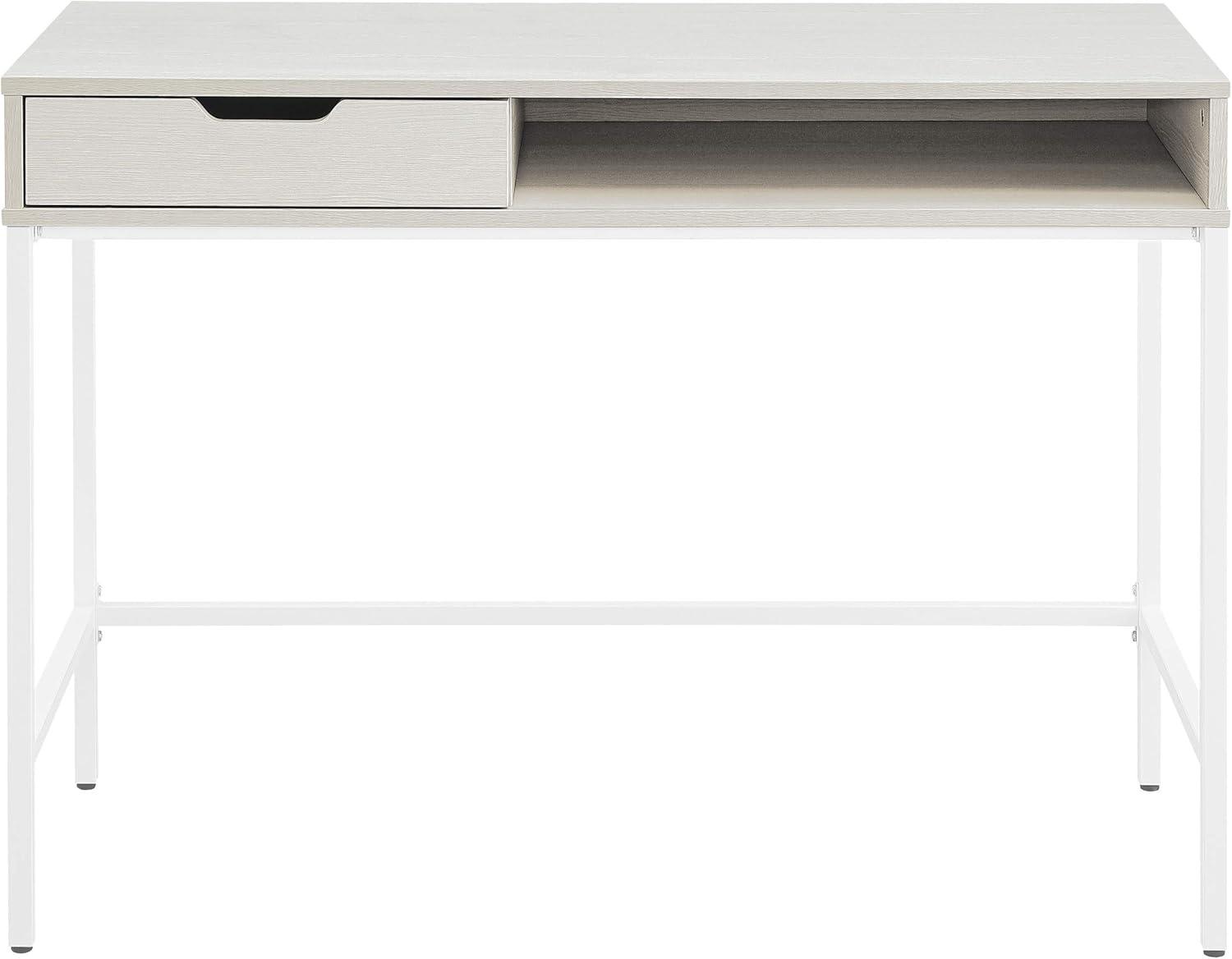 Contempo 40-Inch Desk with Drawer and Shelf in Brown Wood Grain Finish