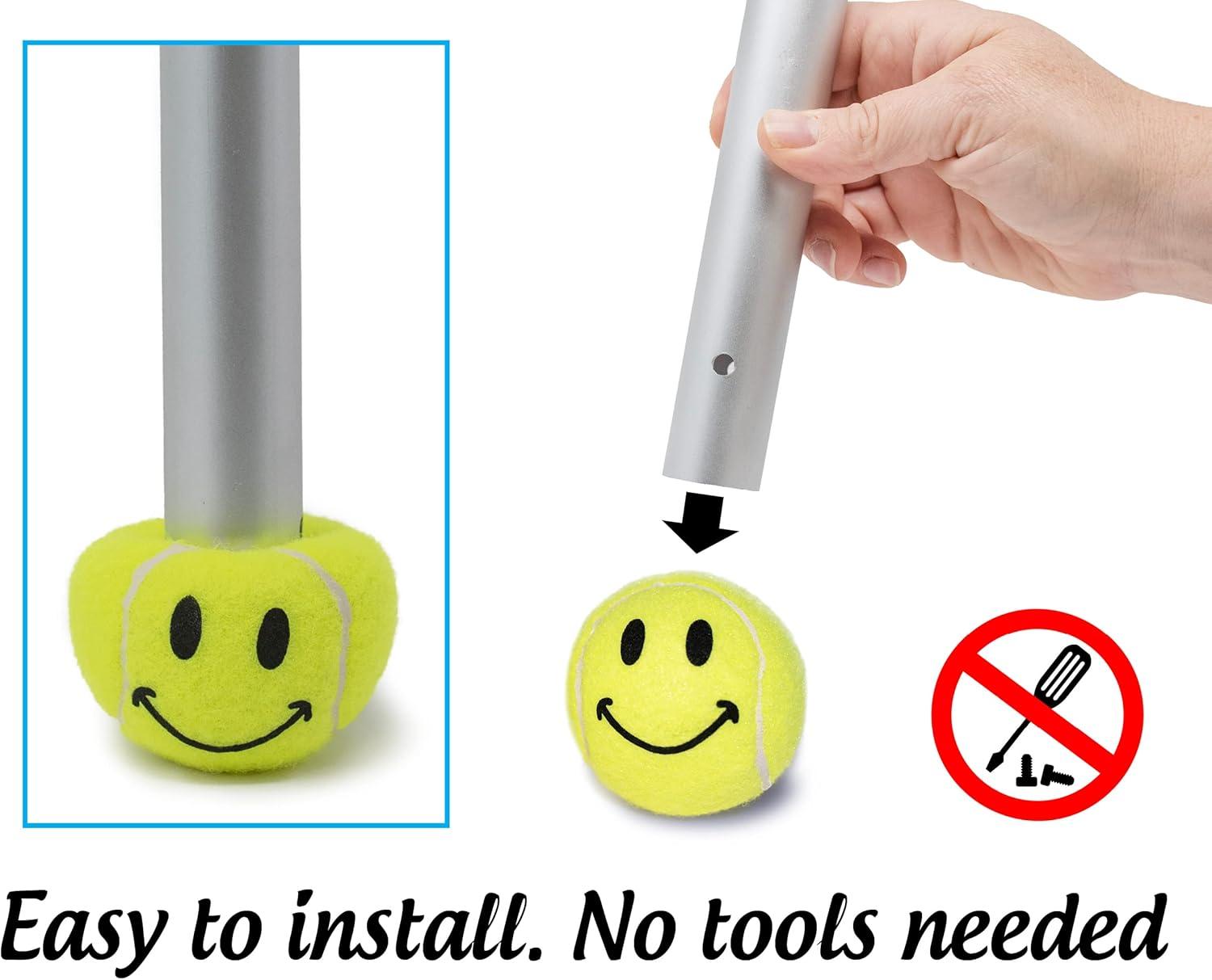 2 Pcs Smiley Pre-cut Walker Tennis Ball Glides Yellow Color
