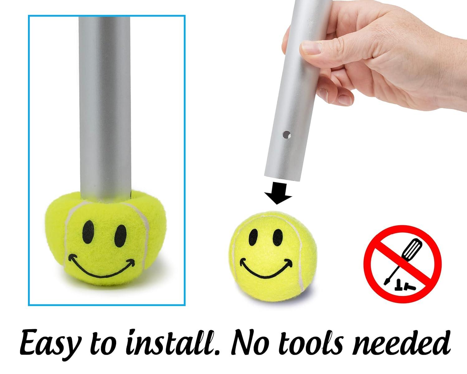 2 Pcs Smiley Pre-cut Walker Tennis Ball Glides Yellow Color