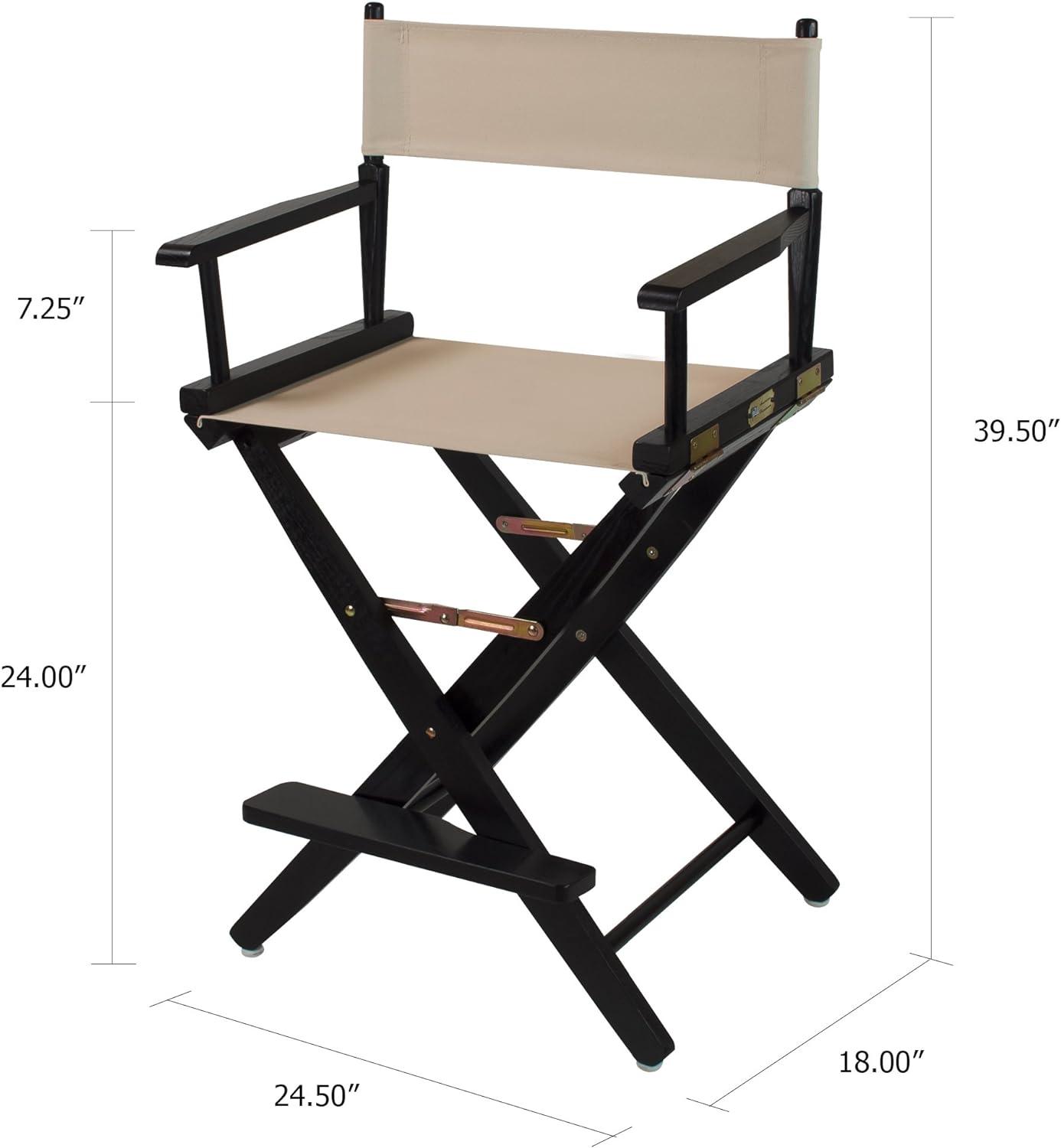 Premium Black and Natural Wood 24" Foldable Director's Chair