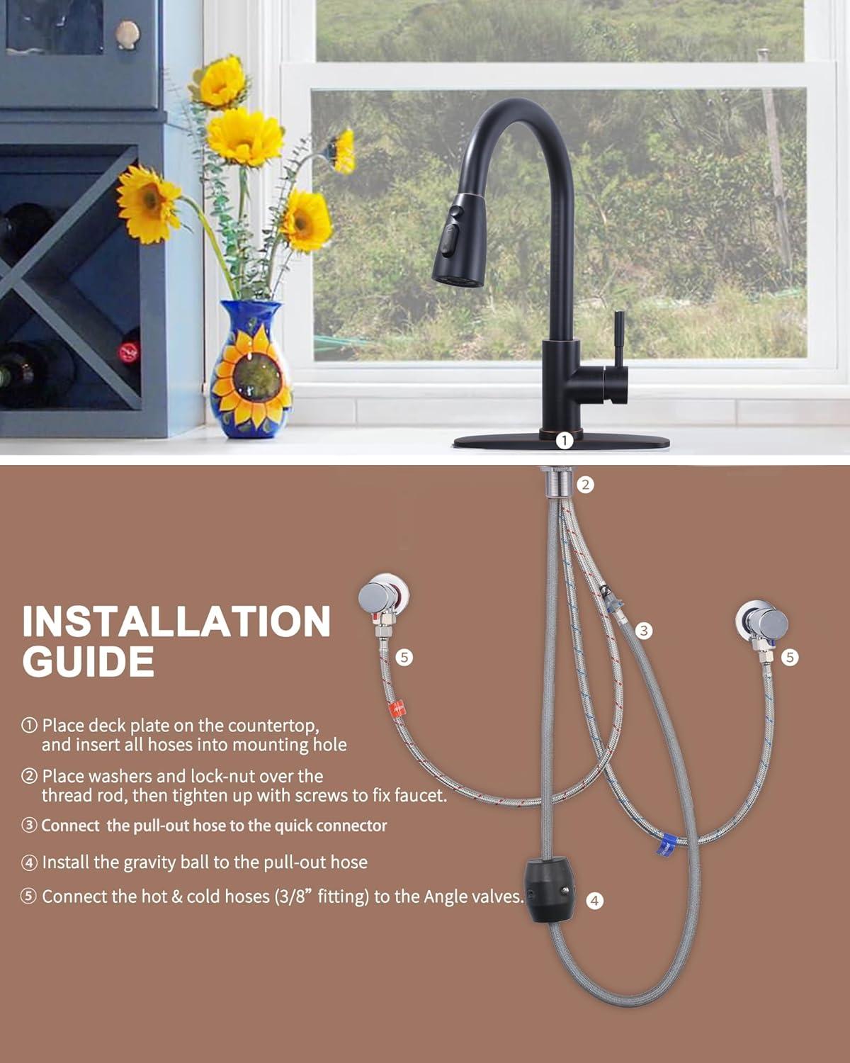 High Arc Pull Down Kitchen Faucet with Sprayer