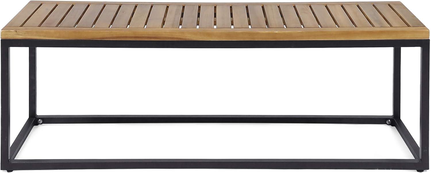 17 Stories Farmhouse Outdoor Iron Frame Picnic Bench