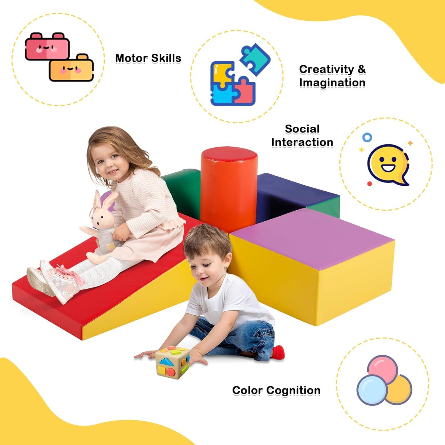 Climb And Crawl Activity Play Set - 5 Piece Soft Zone Climbing Blocks Lightweight Foam Shape Toy – Play22Usa