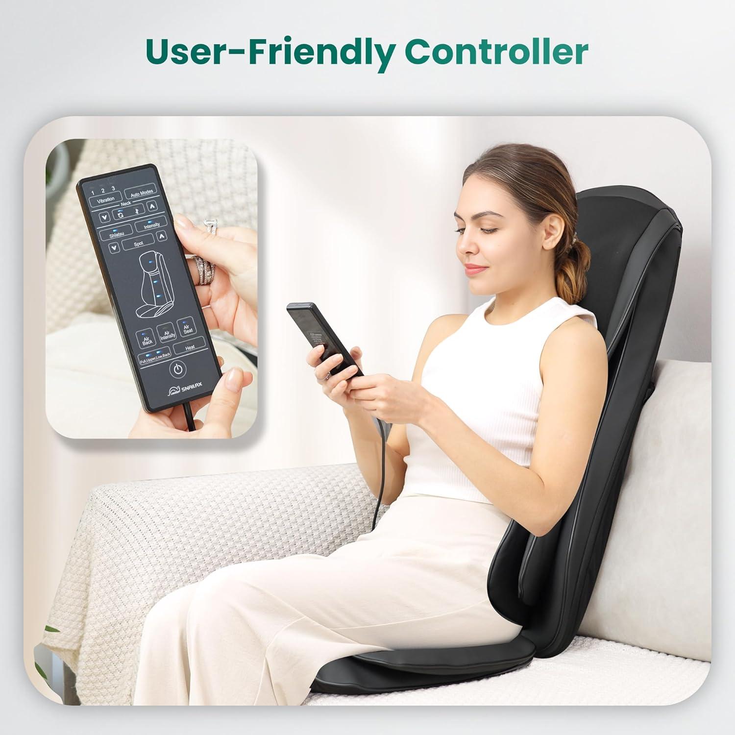 Snailax Shiatsu Full Body Chair Seat Massager, Neck Back Chair Pad with Compression & Heat. SL-229 | Wayfair