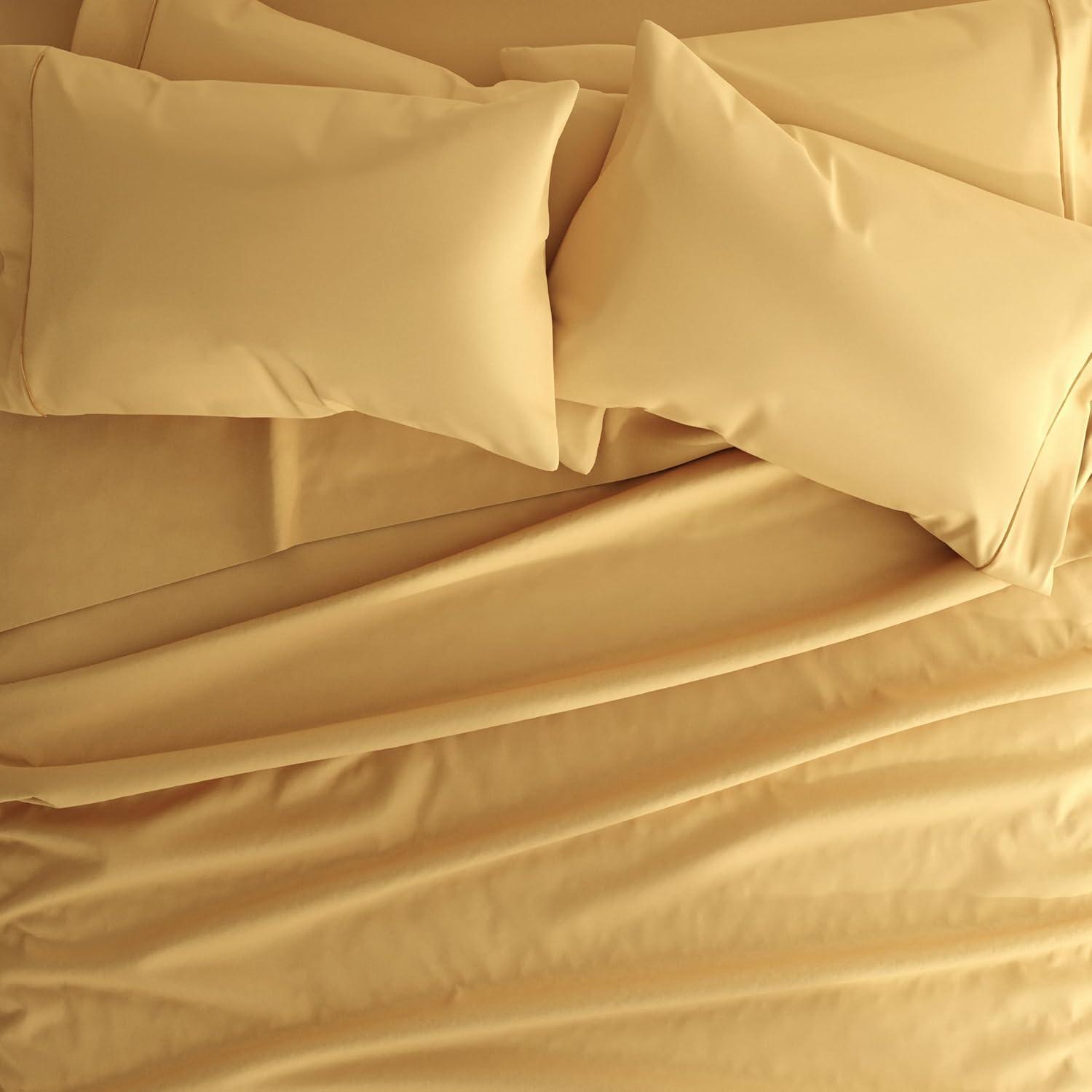 Twin, 3 Piece Solid Bed Sheet Set in Gold by Comfort Canopy
