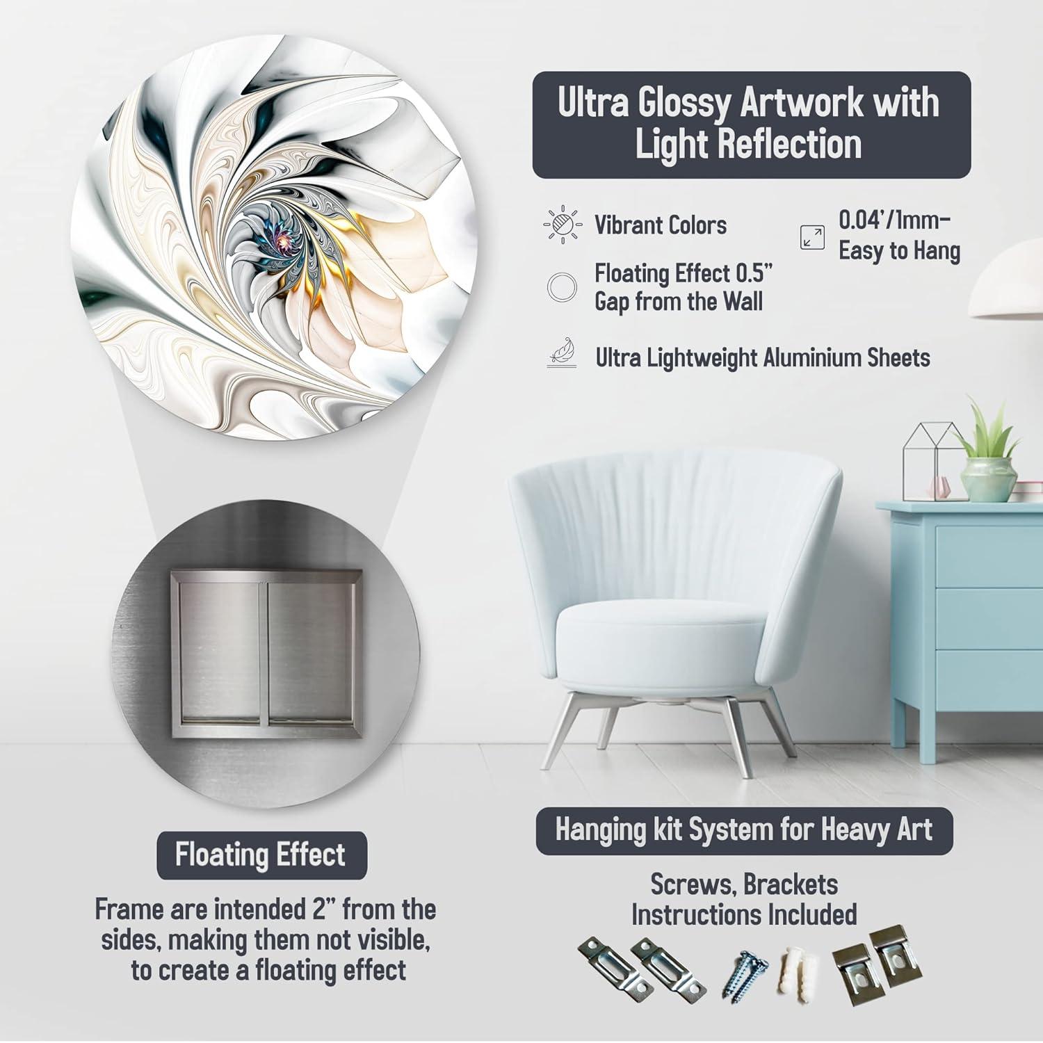 Design Art " 'Orange Abstract Warm Fractal Design' Graphic Art Print On Metal "