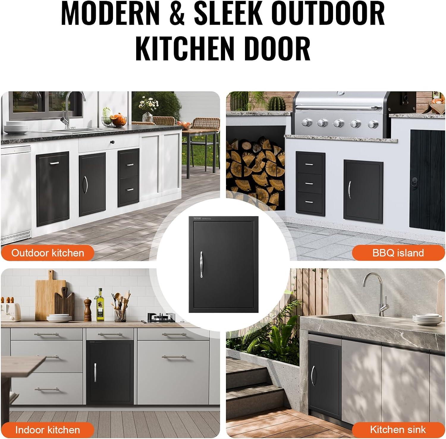 Black Stainless Steel Outdoor Kitchen Access Door