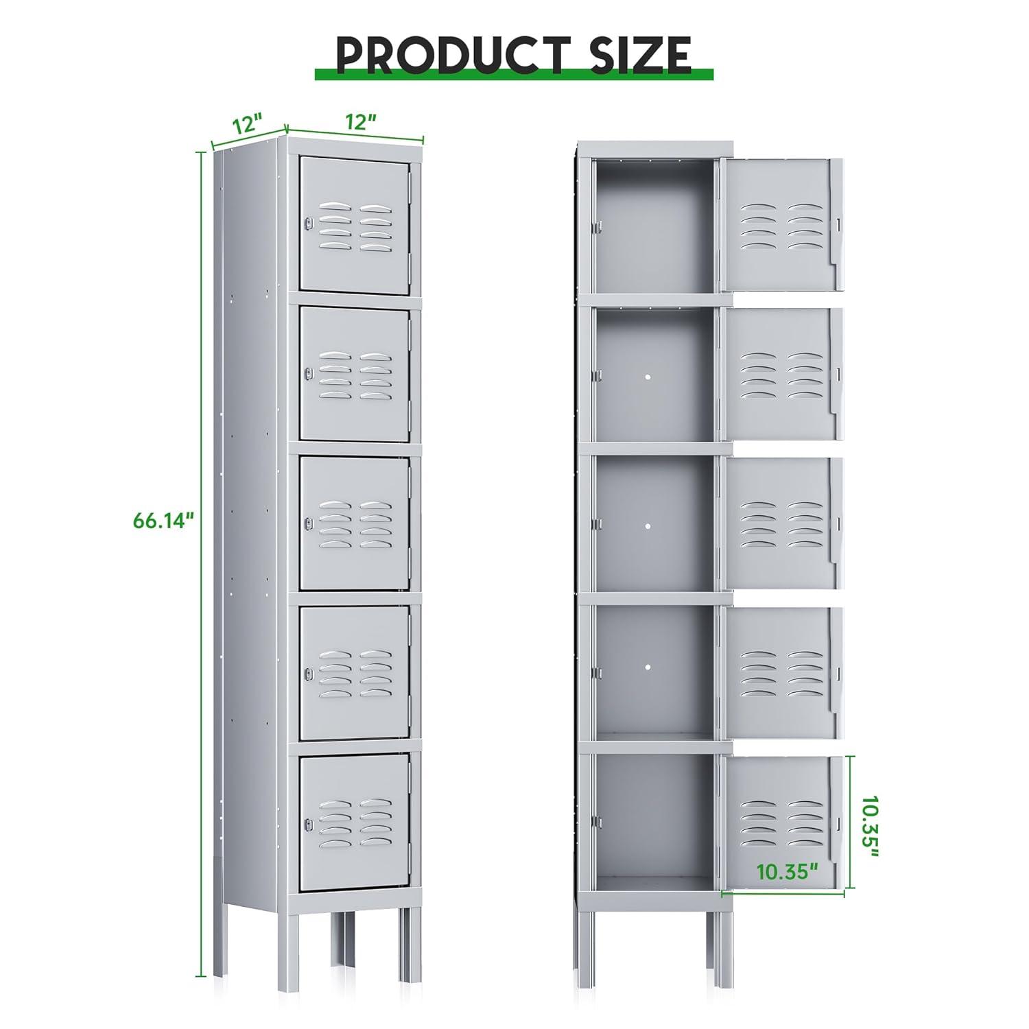 INTERGREAT Storage Locker for Employee,Office,Metal Gym Locker with 3 Door,Steel Grey Locker Cabinet Organization for School, Free Standing
