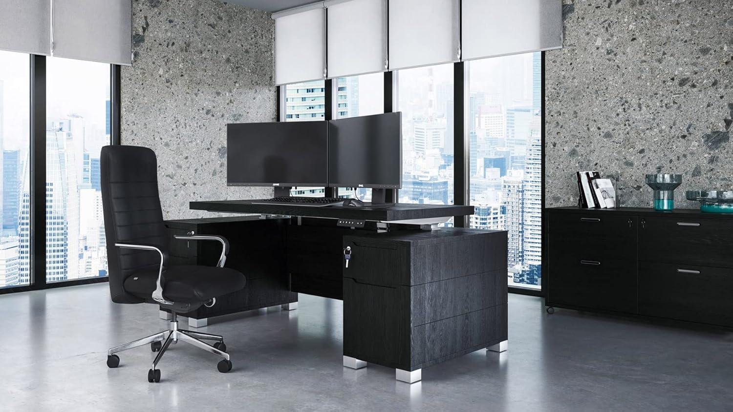 ZURI 79" Modern Ford Executive Desk with Filing Cabinets - Black