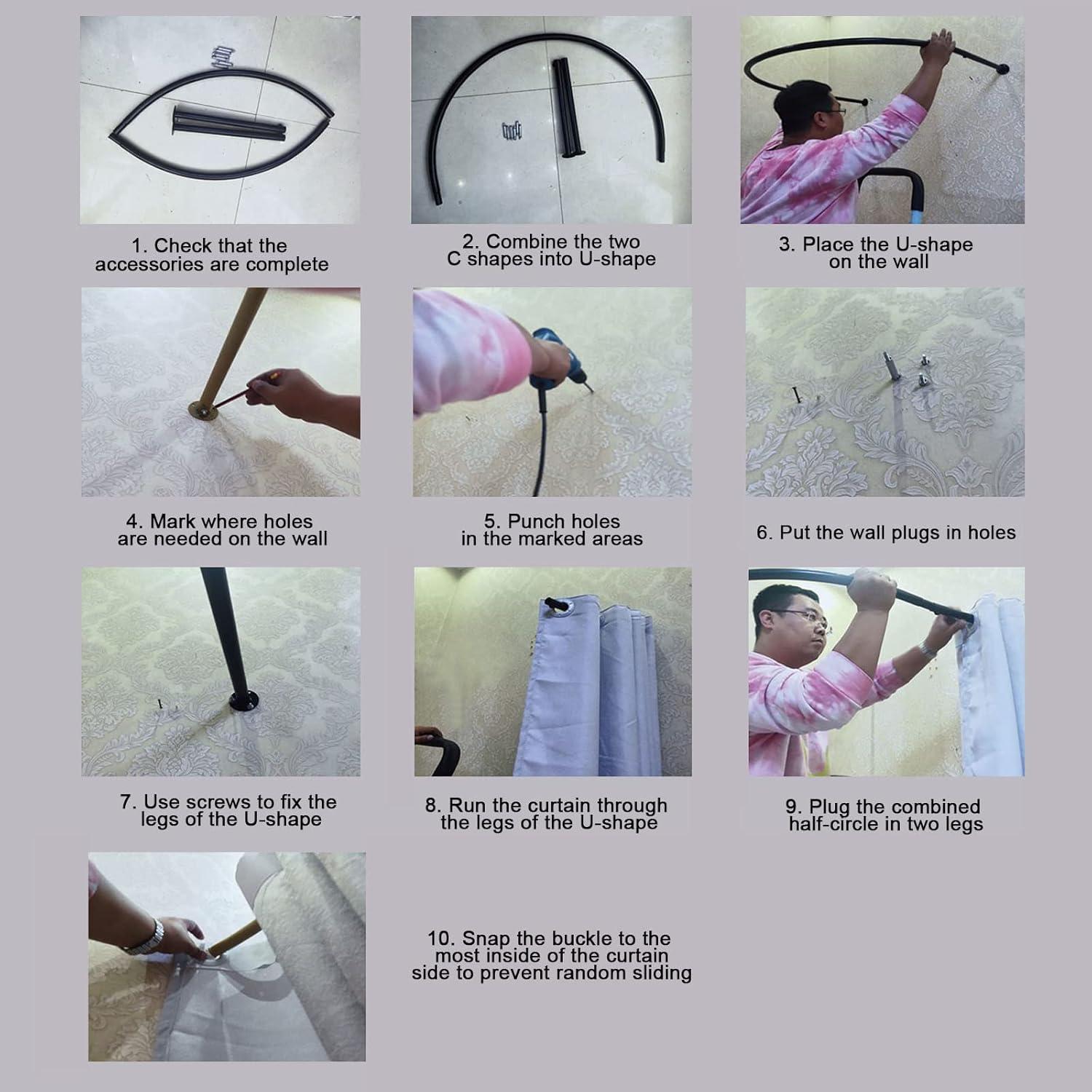 Madamera Clothing Store Fitting Room, Changing Room Used in Mall and Office, U-Dressing Room for Privacy Protection and Room Divider, Including Shading Curtain, Hanging Rod and Hook Up (Grey)