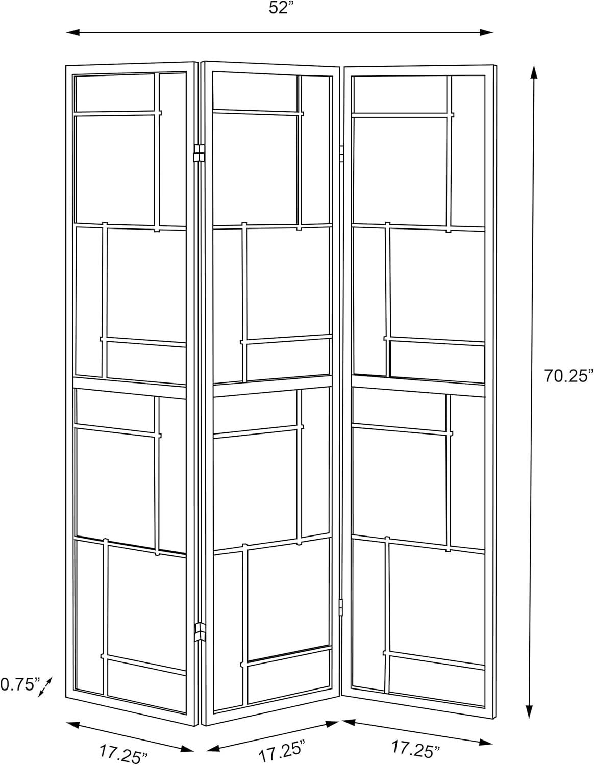 Black and White 3-Panel Shoji Folding Screen