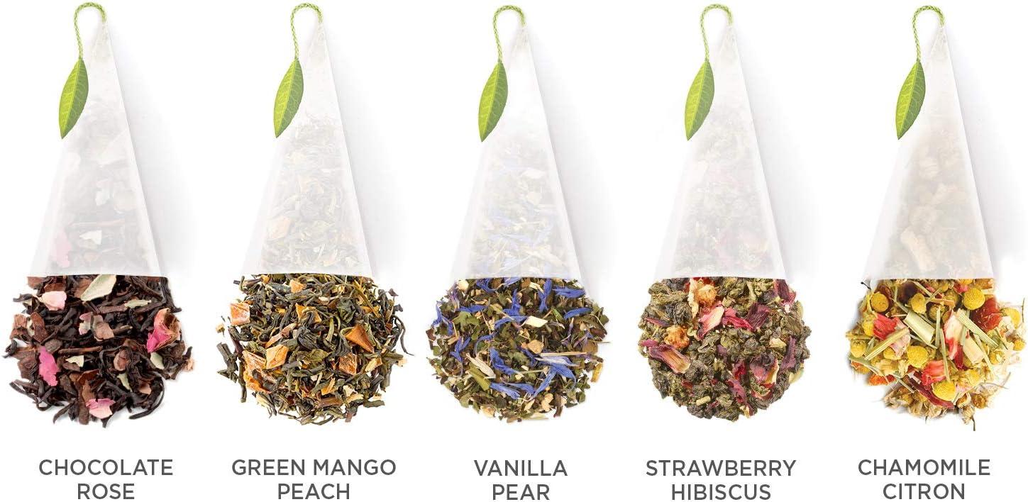 Tea Forte Jardin Tea Samplers with 10 Pyramid Tea Infuser Bags - Fruit, Herb and Flower Tea - Petite Presentation Box Assorted Variety Tea Box