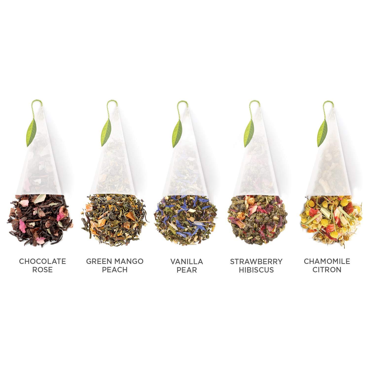 Tea Forte Jardin Tea Samplers with 10 Pyramid Tea Infuser Bags - Fruit, Herb and Flower Tea - Petite Presentation Box Assorted Variety Tea Box