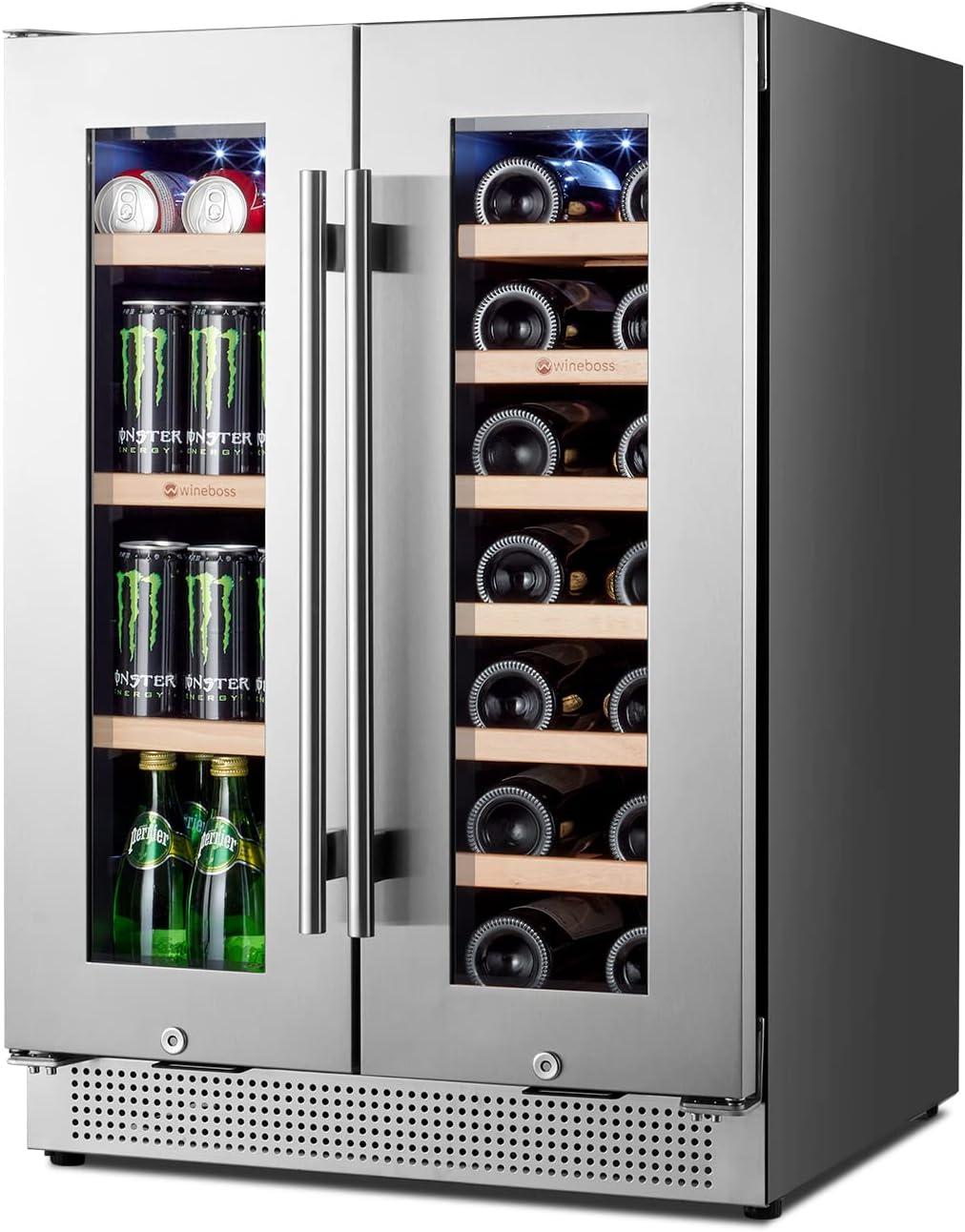 24 Inch Stainless Steel Dual Zone Wine and Beverage Refrigerator