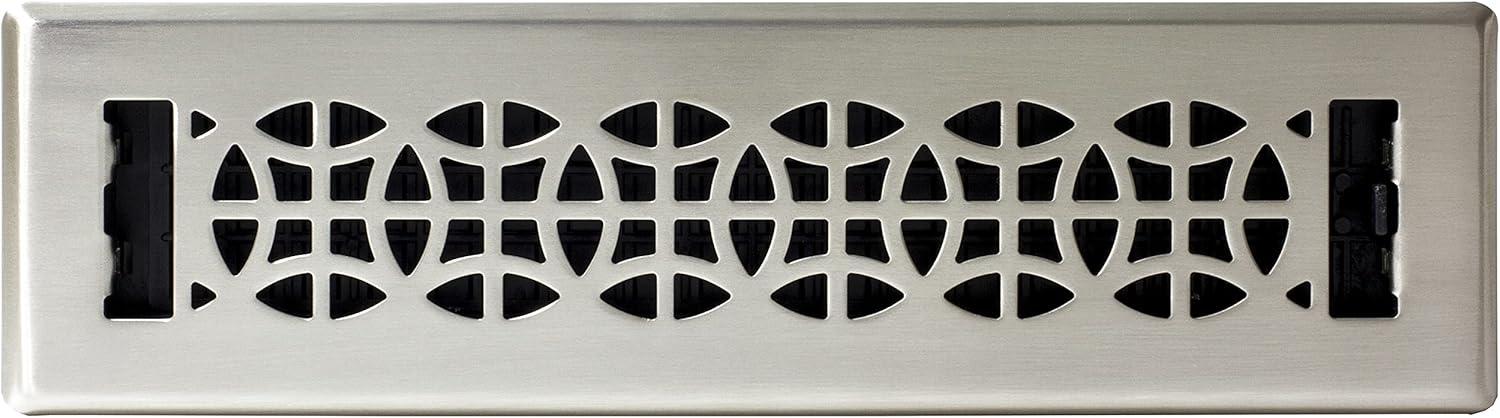 Brushed Nickel Rectangular Floor Register, 2x12 Inches