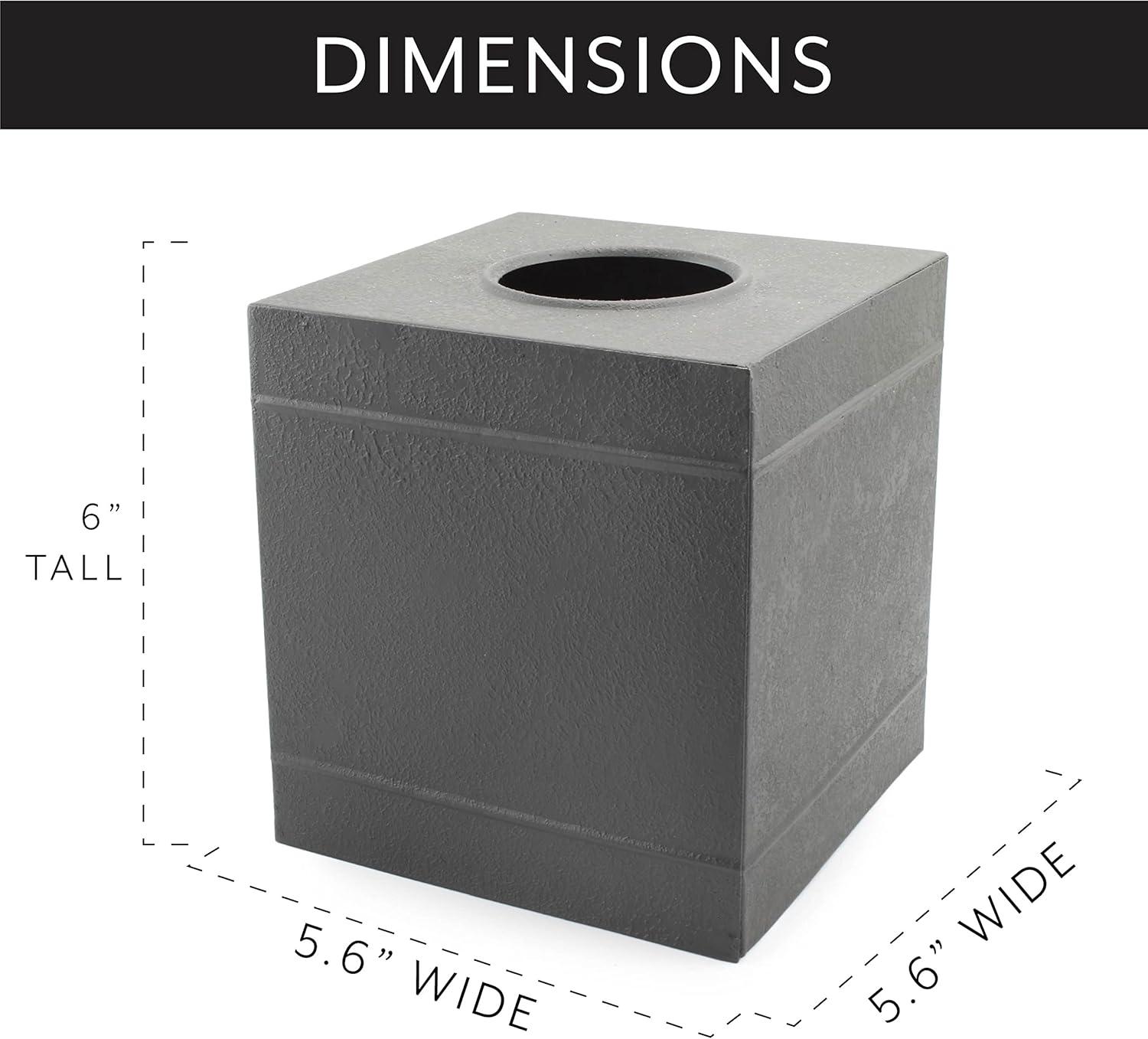 AuldHome Design Galvanized Tissue Box Cover (Dark Gray); Square Distressed Farmhouse Vintage Style Decor Tissue Holder