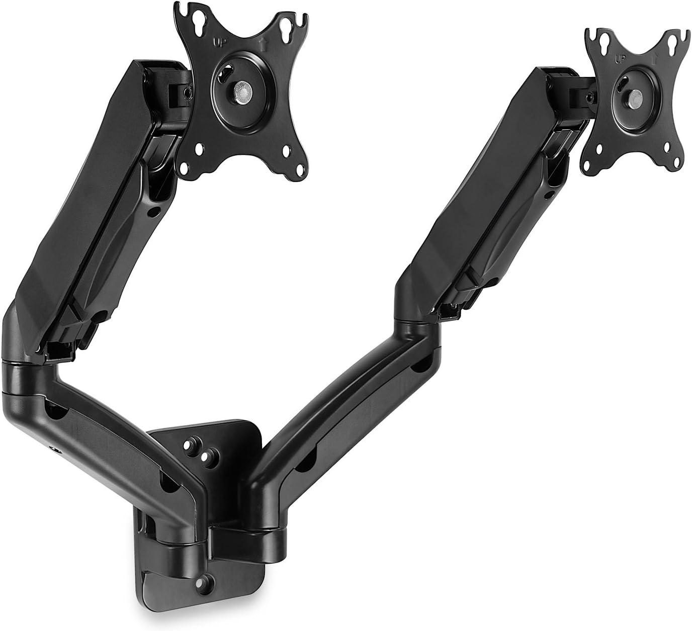 Black Steel Dual Arm Full Motion Monitor Wall Mount