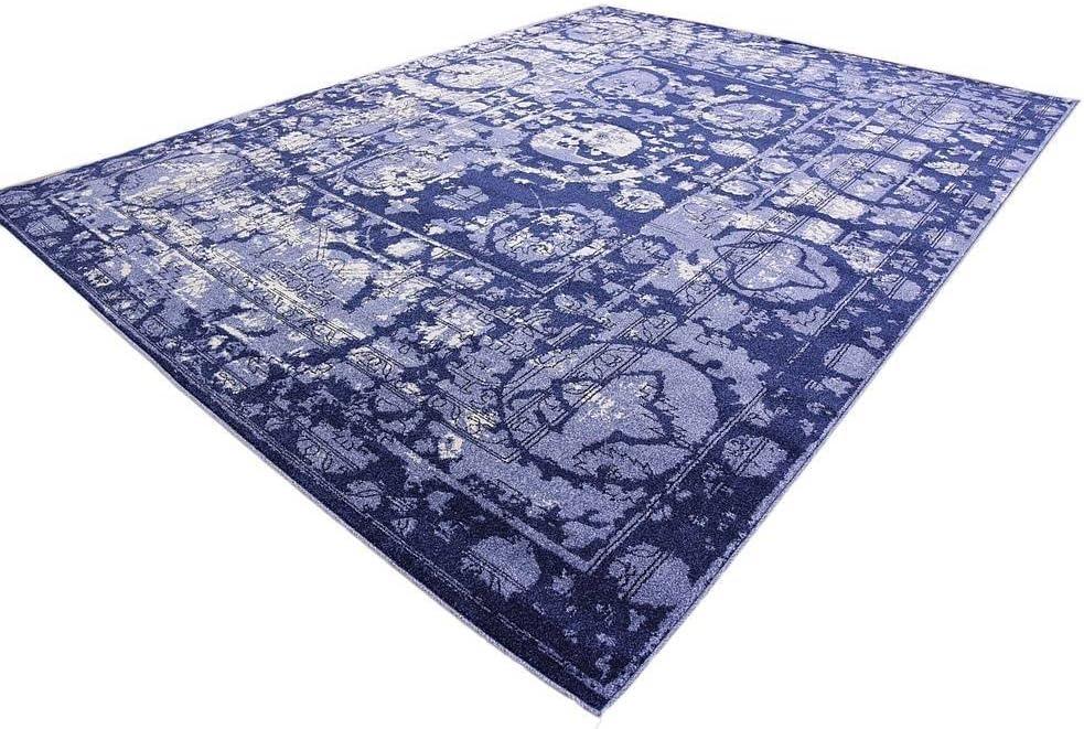 Miranda Vintage Navy Blue 9' x 12' Easy-Care Rectangular Rug