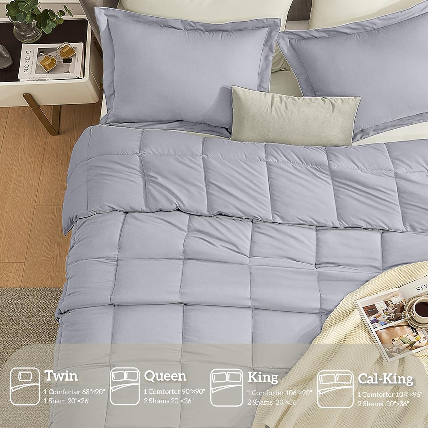 Gray Reversible Queen Down Alternative Comforter Set