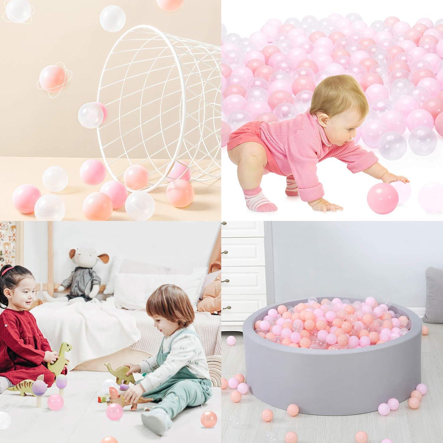 Anvazise 100Pcs Ball Pit Balls Thickened Eco-friendly Smooth Reusable Bite-resistant Hand-on Ability PE Material Macaron Color Pit Balls Kindergarten Toy