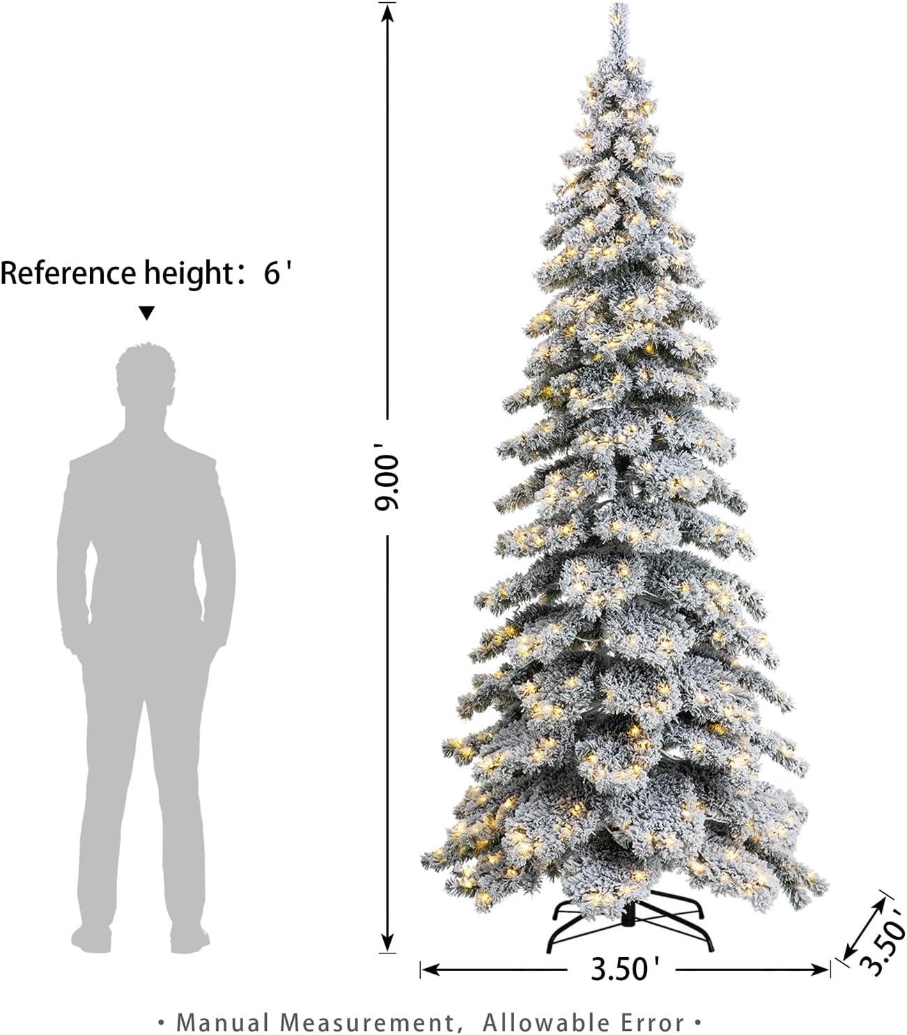 7.5ft Flocked Spruce Christmas Tree with Warm White LED Lights