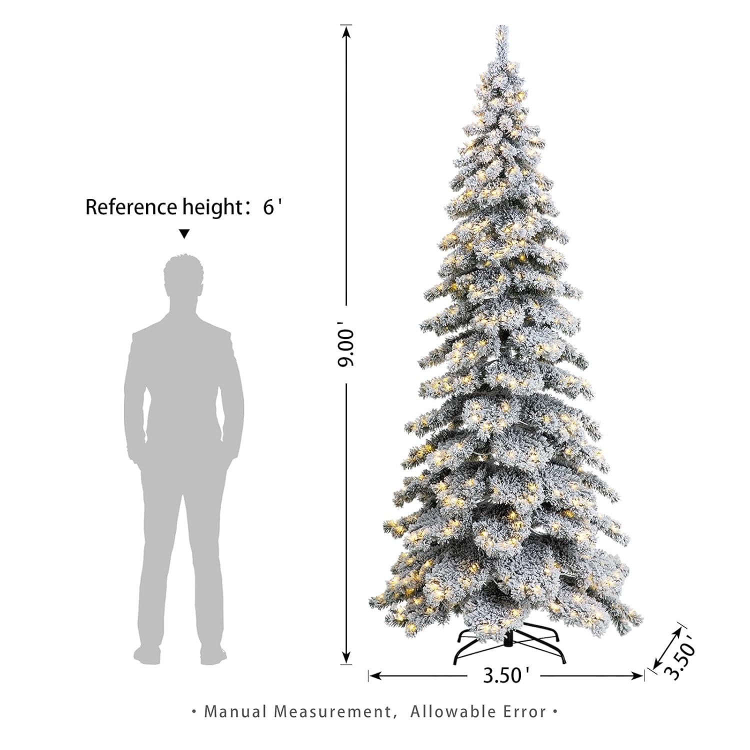 7.5ft Flocked Spruce Christmas Tree with Warm White LED Lights